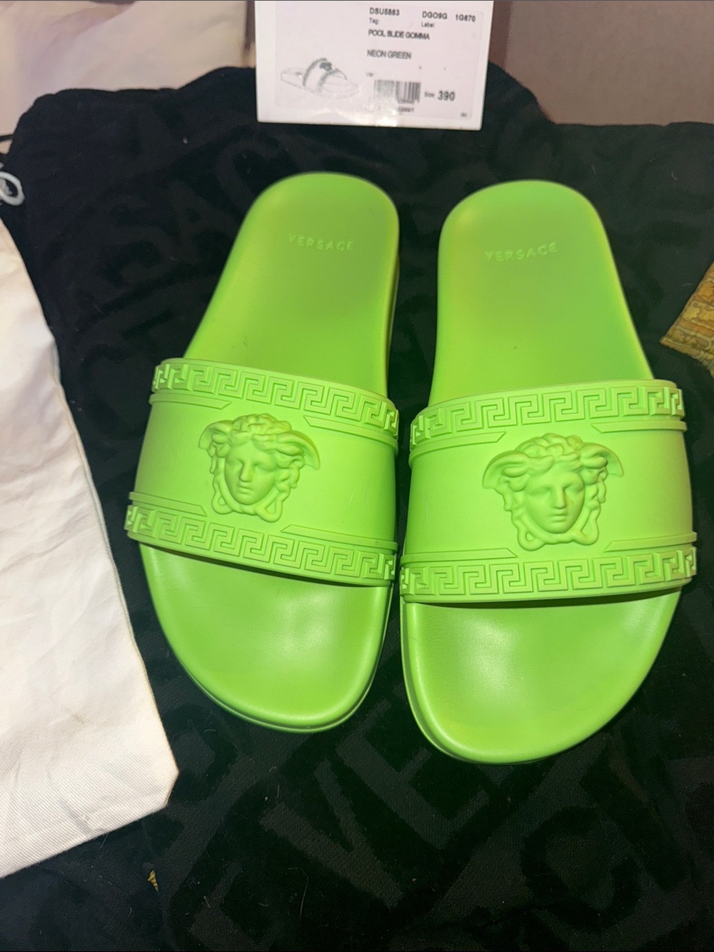 Versace Neon Green Medusa Slide Sandals